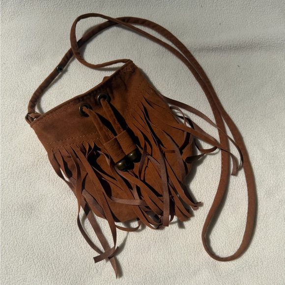Handbags - Brown Suede Fringe Crossbody Bag - Women